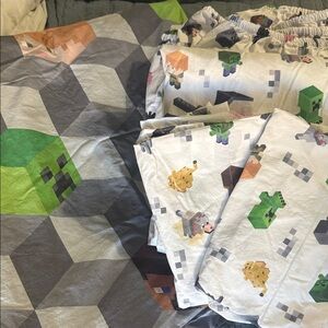 PBK Minecraft Bedding Set - Duvet, fitted, flat, 2 standard cases